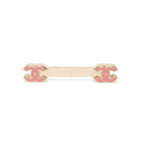 CHANEL 01A 2001 COCO Mark Pink Brooch gold WS24068