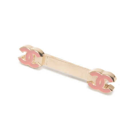 CHANEL 01A 2001 COCO Mark Pink Brooch gold WS24068