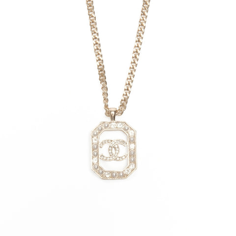 CHANEL L23B 2023 COCO Mark Rhinestone Necklace gold WS24071