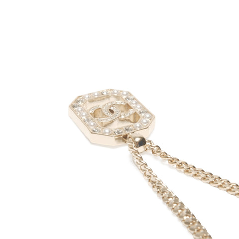 CHANEL L23B 2023 COCO Mark Rhinestone Necklace gold WS24071