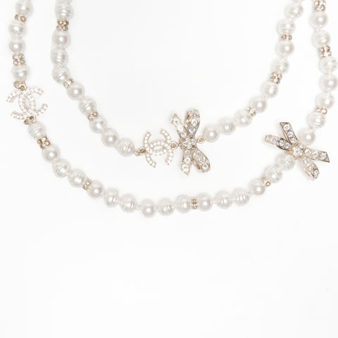 CHANEL C24C 2024 COCO Mark Pearl Ribbon Necklace gold WS24073