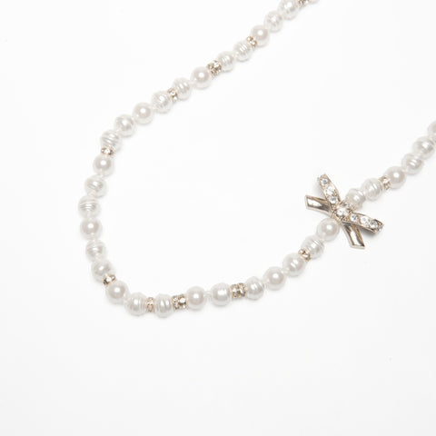 CHANEL C24C 2024 COCO Mark Pearl Ribbon Necklace gold WS24073