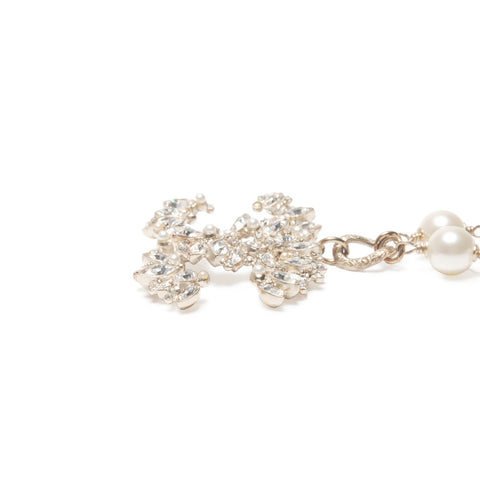 CHANEL 11P 2011 COCO Mark Rhinestone Pearl Necklace gold WS24074