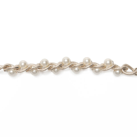 CHANEL 11P 2011 COCO Mark 水钻珍珠项链 金色 WS24074