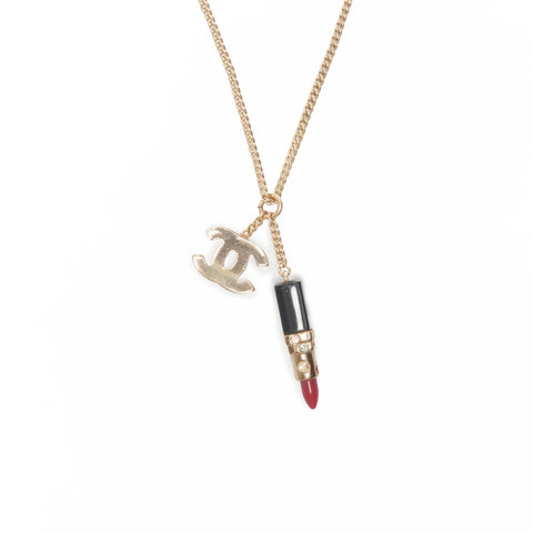 CHANEL 04A 2004 COCO Mark Lipstick Necklace gold WS24076