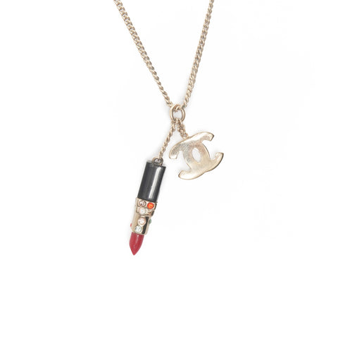 CHANEL 04A 2004 COCO Mark Lipstick Necklace gold WS24077