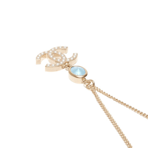 CHANEL B20C 2020 COCO 马克珍珠彩石项链 金色 WS24078