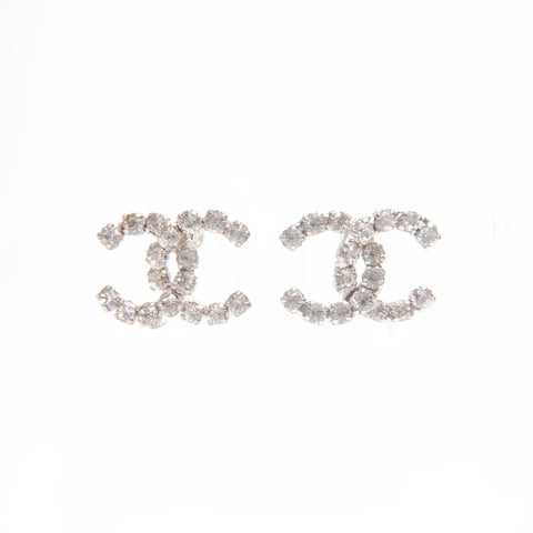 CHANEL 06A 2006 COCO Mark Rhinestone Pierce Silver WS24081