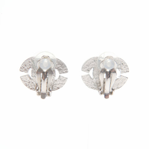 CHANEL 01P 2001 COCO Mark Rhinestone Earring Silver WS24085