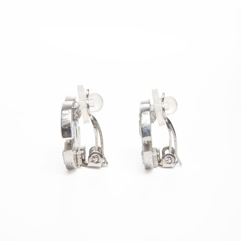 CHANEL 01P 2001 COCO Mark Rhinestone Earring Silver WS24085