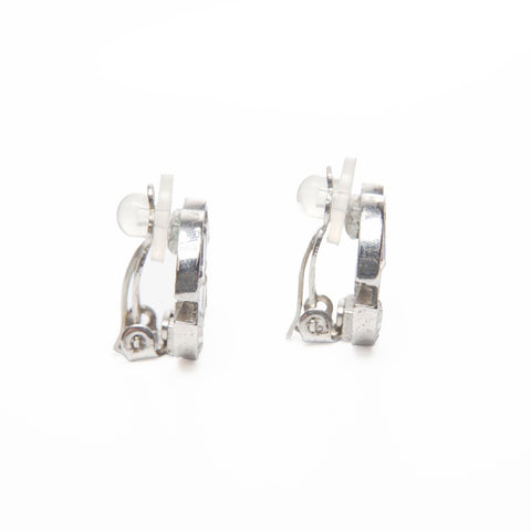 CHANEL 01P 2001 COCO Mark Rhinestone Earring Silver WS24085