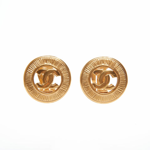 CHANEL 1971-1980 COCO Mark Round Earring gold WS24088