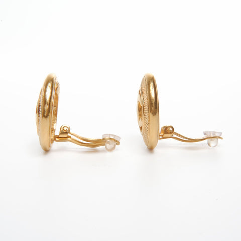 CHANEL 1971-1980 COCO Mark Round Earring gold WS24088