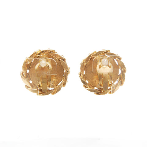 CHANEL 23 1988 COCO Mark Round Rhinestone Earring gold WS24090