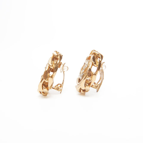 CHANEL 23 1988 COCO Mark Round Rhinestone Earring gold WS24090