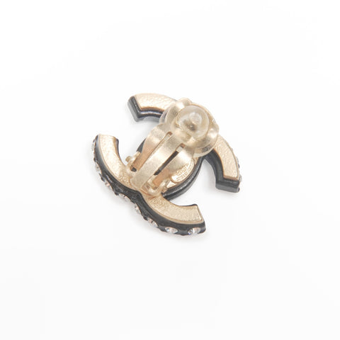 CHANEL 02A 2002 COCO Mark Black Rhinestone Pierce black WS24093