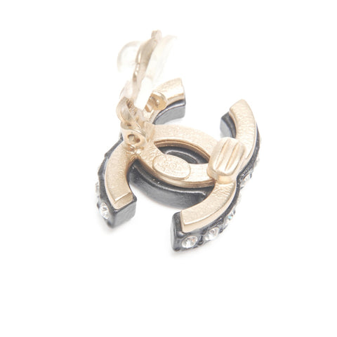 CHANEL 02A 2002 COCO Mark Black Rhinestone Pierce black WS24093