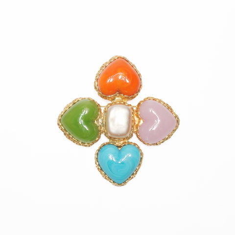 CHANEL 28 1993 Heart Color Stone Brooch multicolor WS24099