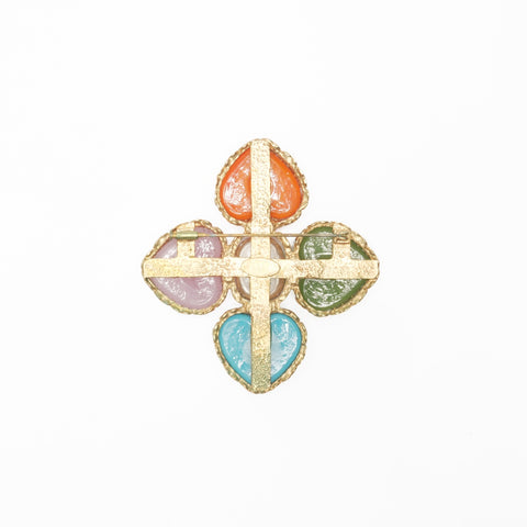 CHANEL 28 1993 Heart Color Stone Brooch multicolor WS24099