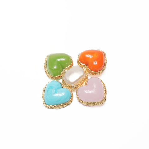CHANEL 28 1993 Heart Color Stone Brooch multicolor WS24099