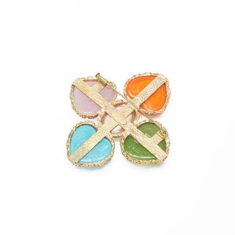 CHANEL 28 1993 Heart Color Stone Brooch multicolor WS24099