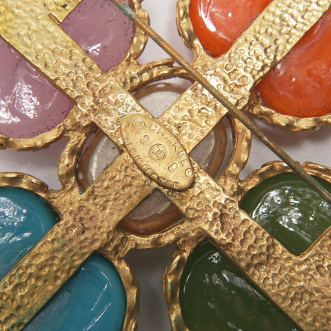 CHANEL 28 1993 Heart Color Stone Brooch multicolor WS24099