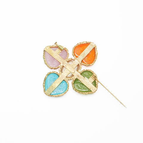 CHANEL 28 1993 Heart Color Stone Brooch multicolor WS24099