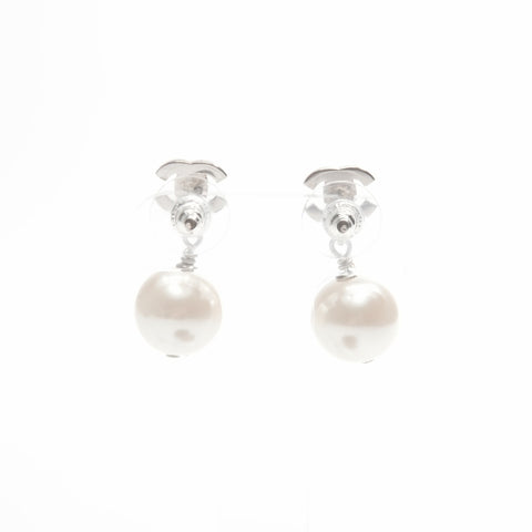 CHANEL B14V 2014 COCO Mark Pearl Rhinestone Pierce Silver WS24108