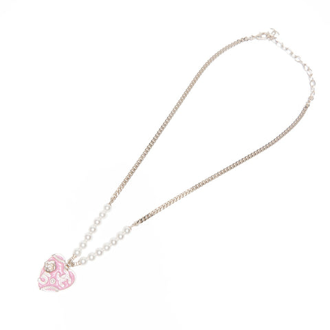 CHANEL B24S 2024 Pink Heart Pearl Necklace gold WS24110