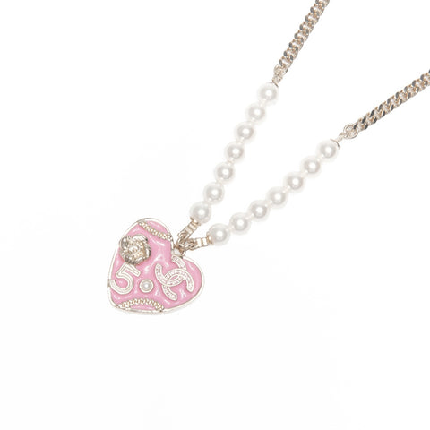 CHANEL B24S 2024 Pink Heart Pearl Necklace gold WS24110