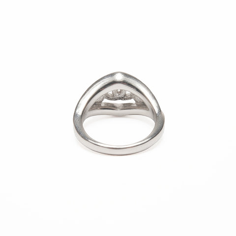 CHANEL B25A COCO Mark Rhinestone Ring Silver WS24111