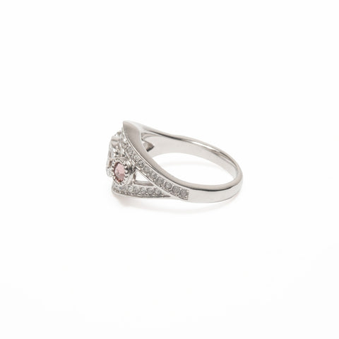 CHANEL B25A COCO Mark Rhinestone Ring Silver WS24111