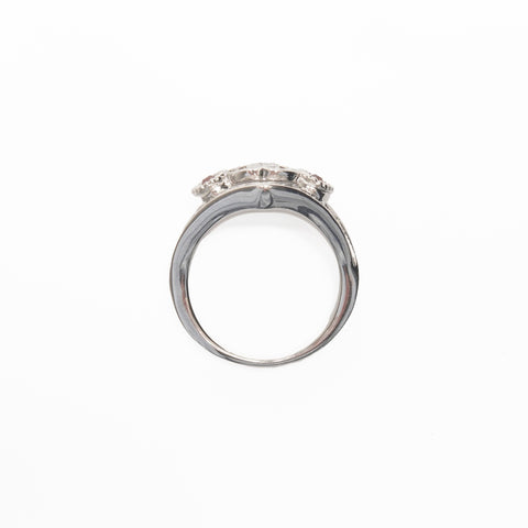 CHANEL B25A COCO Mark Rhinestone Ring Silver WS24111
