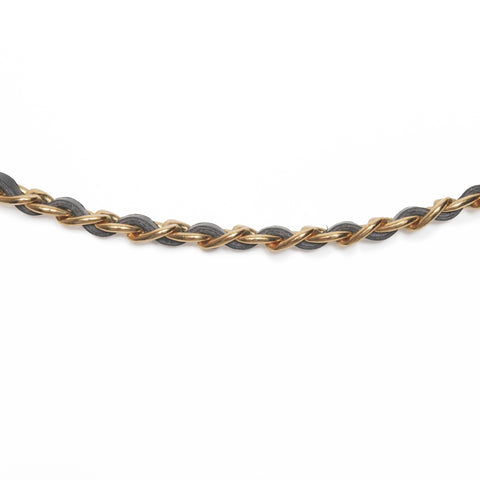 CHANEL 96A 1996 Logo Rhinestone Coin Ribbon Necklace gold WS24112