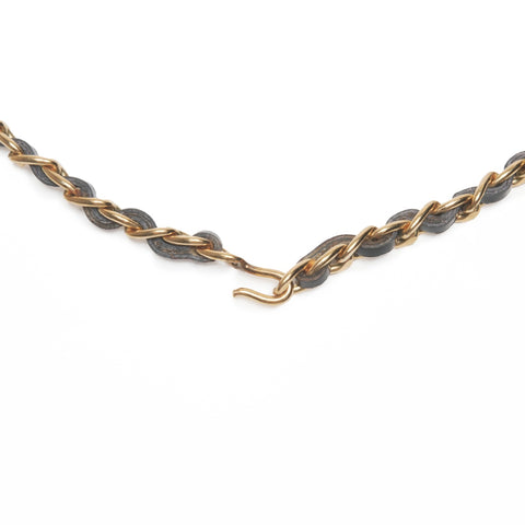 CHANEL 96A 1996 Logo Rhinestone Coin Ribbon Necklace gold WS24112