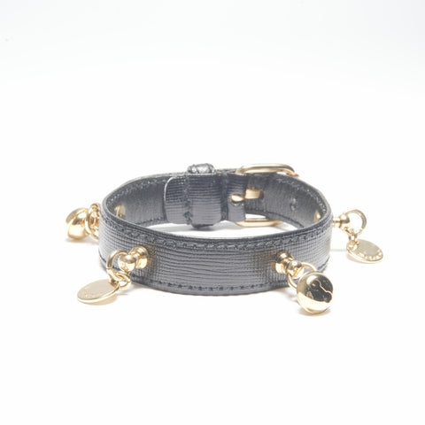 PRADA Leather Charm Belt Bangle bracelet black WS24118