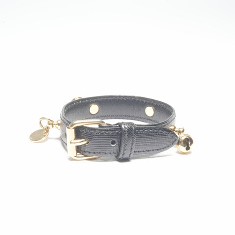 PRADA Leather Charm Belt Bangle bracelet black WS24118