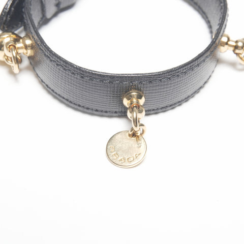 PRADA Leather Charm Belt Bangle bracelet black WS24118