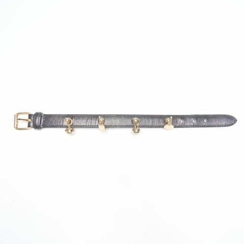 PRADA Leather Charm Belt Bangle bracelet black WS24118