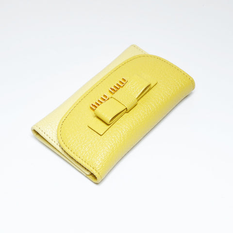Miu Miu Leather Ribbon Key holder  yellow WS24139