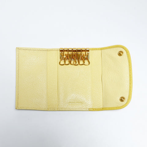Miu Miu Leather Ribbon Key holder  yellow WS24139