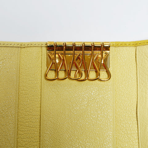 Miu Miu Leather Ribbon Key holder  yellow WS24139