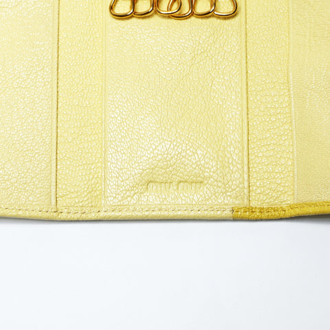 Miu Miu Leather Ribbon Key holder  yellow WS24139