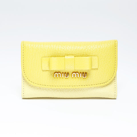 Miu Miu Leather Ribbon Key holder  yellow WS24139