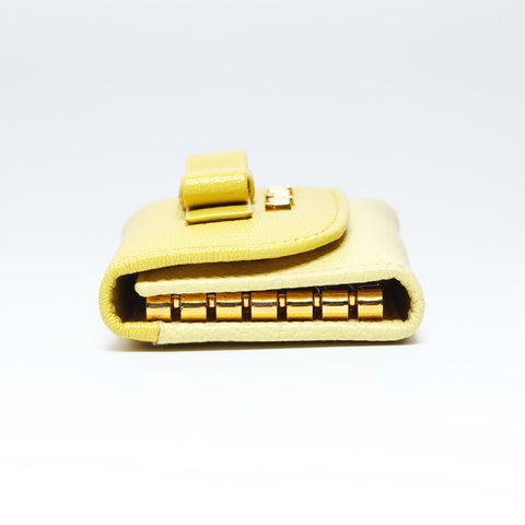 Miu Miu Leather Ribbon Key holder  yellow WS24139