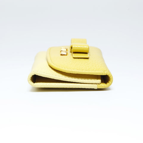 Miu Miu Leather Ribbon Key holder  yellow WS24139