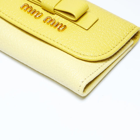 Miu Miu Leather Ribbon Key holder  yellow WS24139