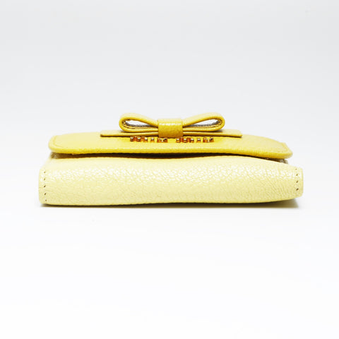 Miu Miu Leather Ribbon Key holder  yellow WS24139
