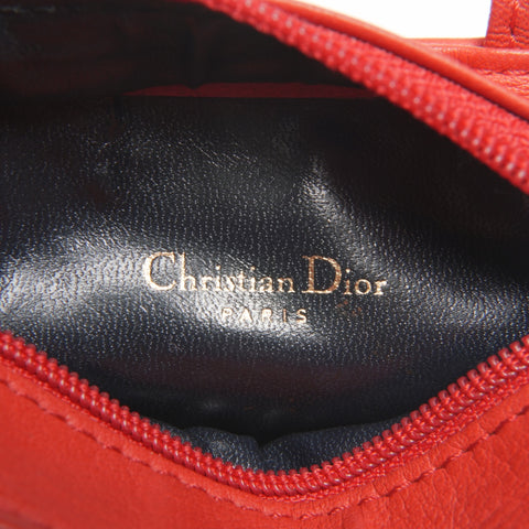 Christian Dior Leather mini bag pouch accessory case Pouch Red WS24140
