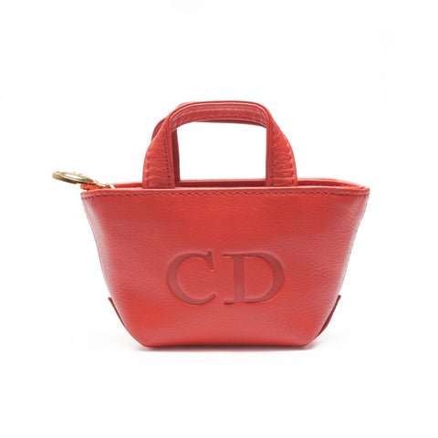 Christian Dior Leather mini bag pouch accessory case Pouch Red WS24140